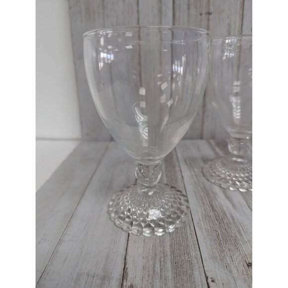 Anchor Hocking Bubble Foot Water Wine Goblet Glasses 5 1/2" Stemmed Set of 3 - Picture 2 of 5